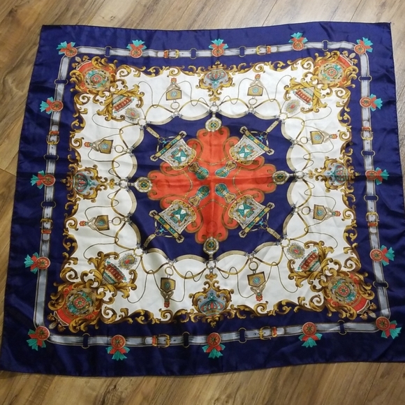 VTG 1980s Turquoise Gold County Western Scarf - Picture 4 of 8